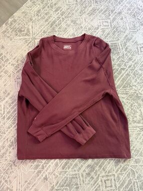 Daily Drills Oversized Thermal in Wine with Monochrome Patch